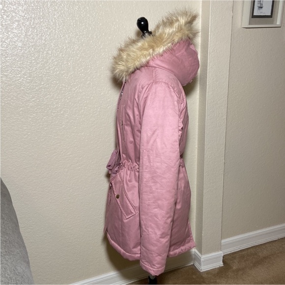 LOFT Pink Fur-Trimmed Puffer Jacket size XS - Picture 3 of 13